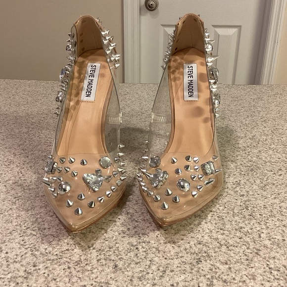 Steve Madden Clear Spiked Jewel Nomah Pumps - Picture 5 of 11